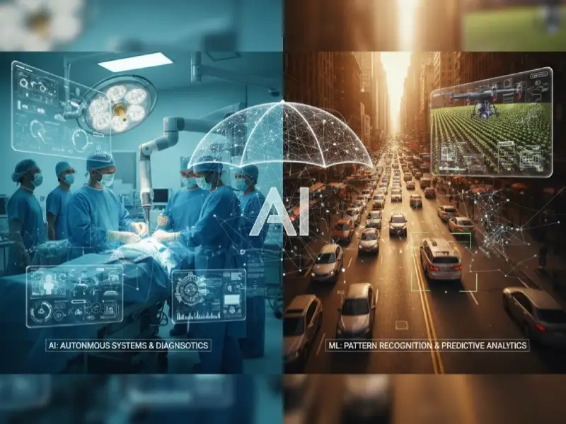 A comparison of real-world applications of AI in healthcare and ML in smart city predictive analytics.