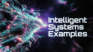 Intelligent Systems Examples cinematic cover with evolving AI neural birds and bold title