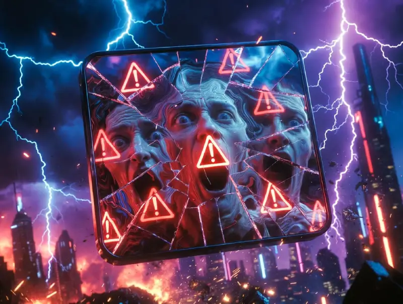 Hidden AI ethical issues and bias exploding in a dramatic digital mirror scene