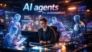 AI agents for automation cinematic concept
