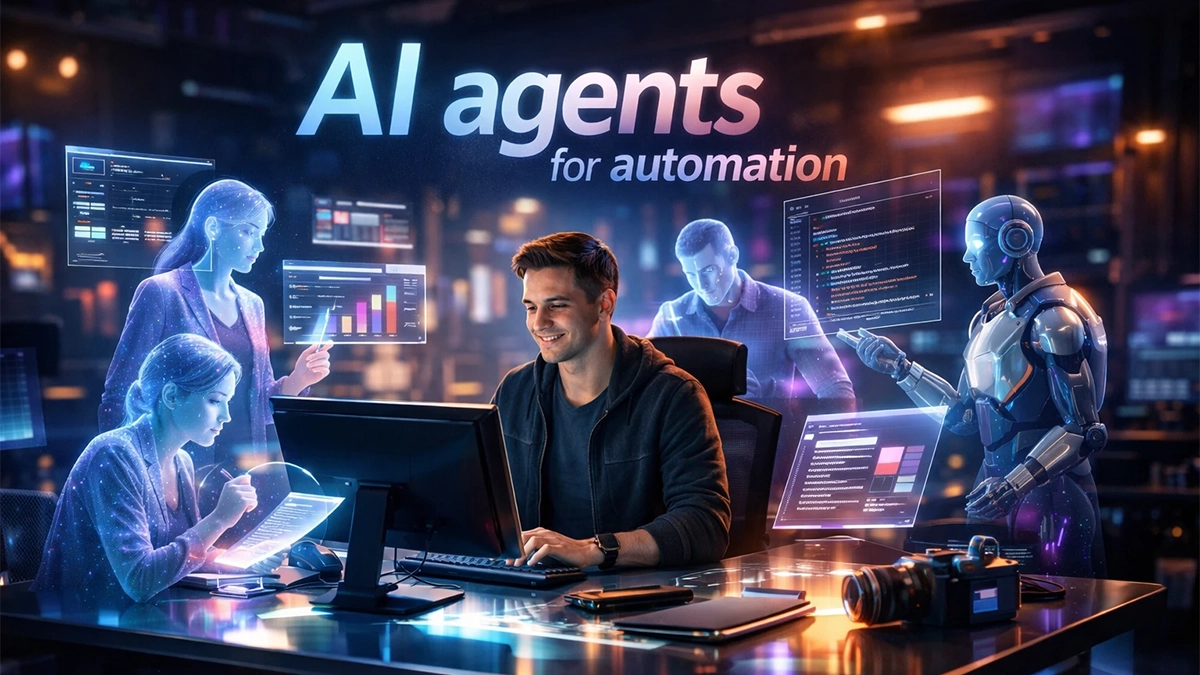 AI agents for automation cinematic concept