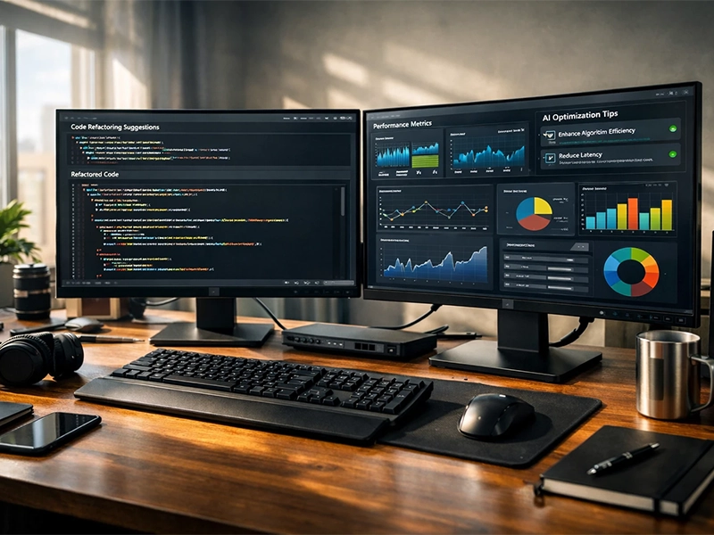 Workspace displaying AI code optimization and refactoring tools.