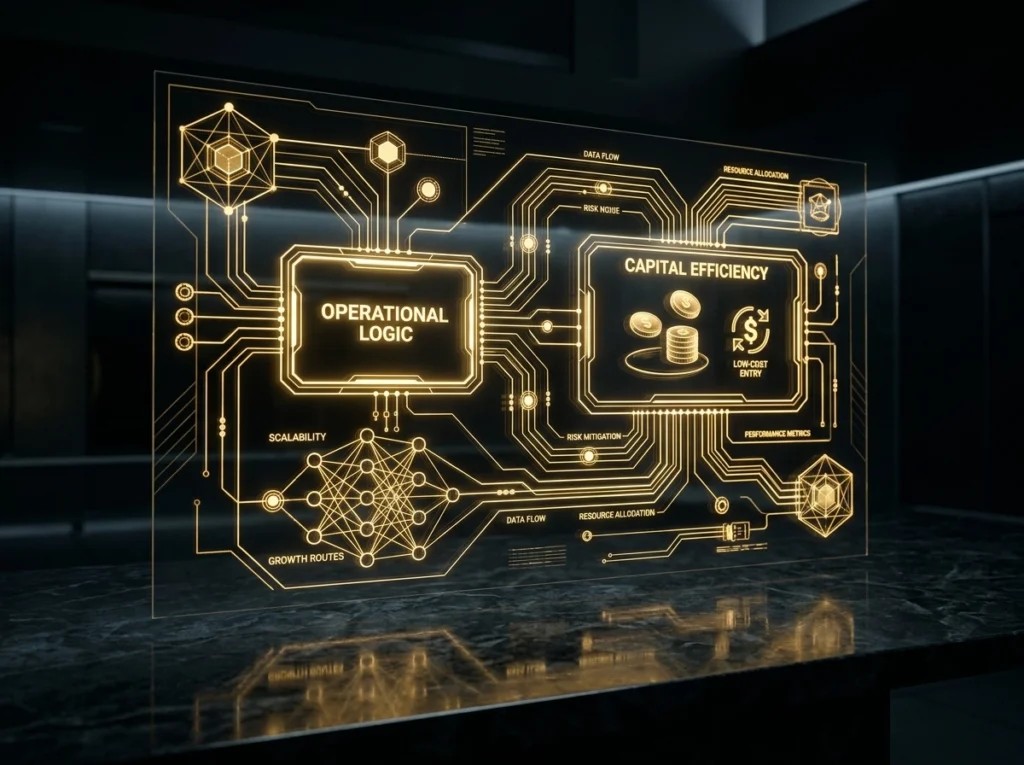 A 3D strategic blueprint showing how to work smarter with AI for business scalability.