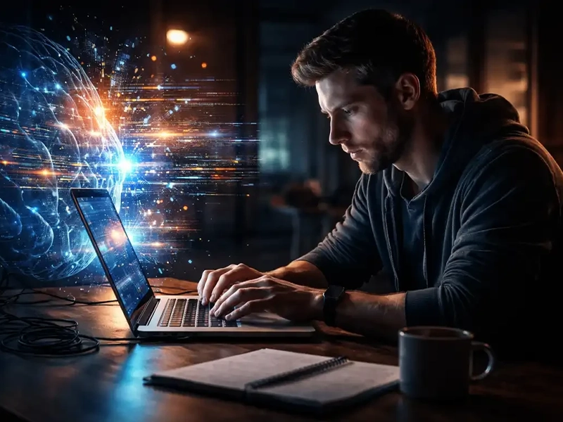 AI vs human creativity challenge showing human writer competing with AI system