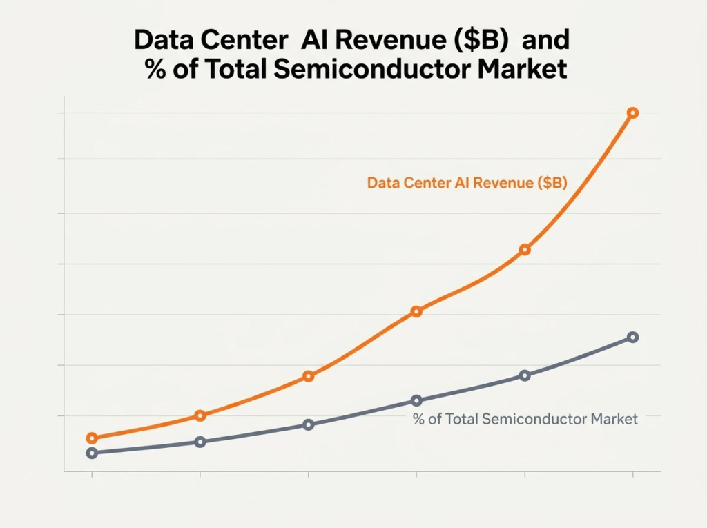 Line graph illustrating revenue trends and market growth in the Nvidia AI chip competition.