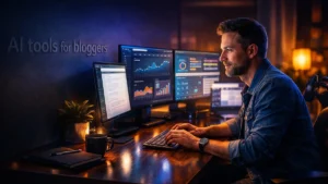 best AI tools for bloggers cinematic workspace cover