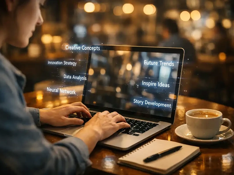 AI helping a writer organize ideas and write content