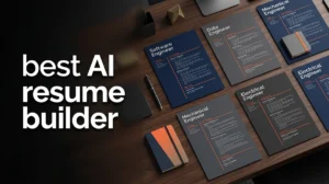 A curated selection of modern engineering CVs organized on a premium workspace table, optimized using the best AI resume builder to defeat automated applicant tracking systems.